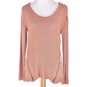 EUC Quinn Moto Zipper Accent Sweater in Blush Pink S